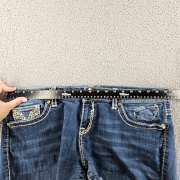 Vigoss Shorts Womens 20 (38x2) Blue Denim Cut Offs Jorts Embroidered - Picture 6 of 16